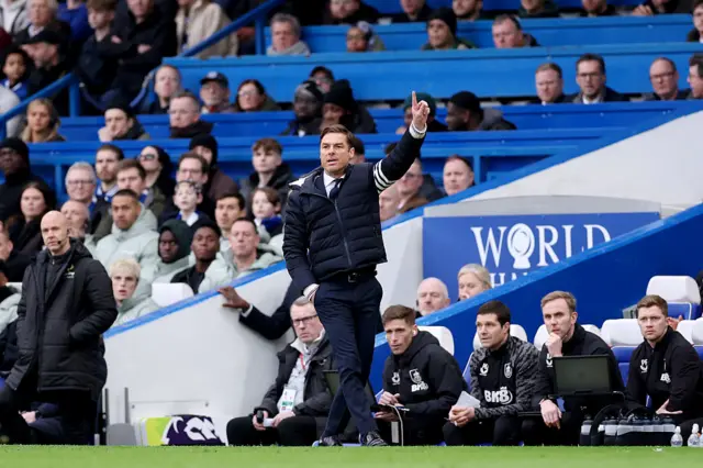 Scott Parker, Manager of Burnley, gives instructions