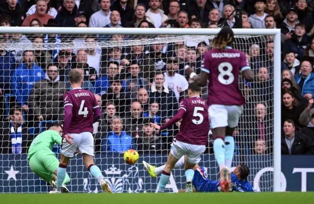 Chelsea's Joao Pedro scores their first goal
