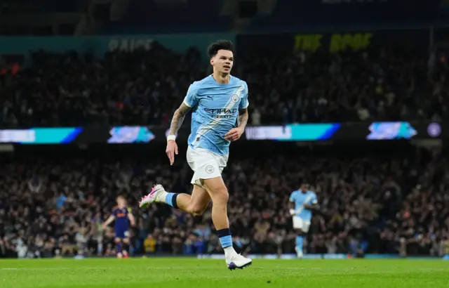 Manchester City's Nico O'Reilly celebrates scoring their side's first goal