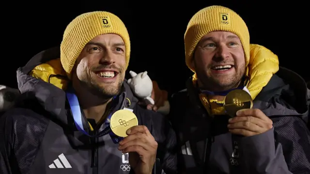 Fleischhauer and Lochner with their two-man bobsleigh golds