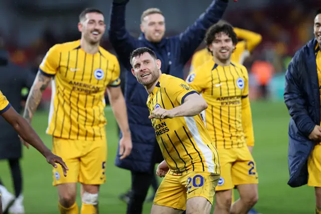 James Milner of Brighton & Hove Albion celebrates