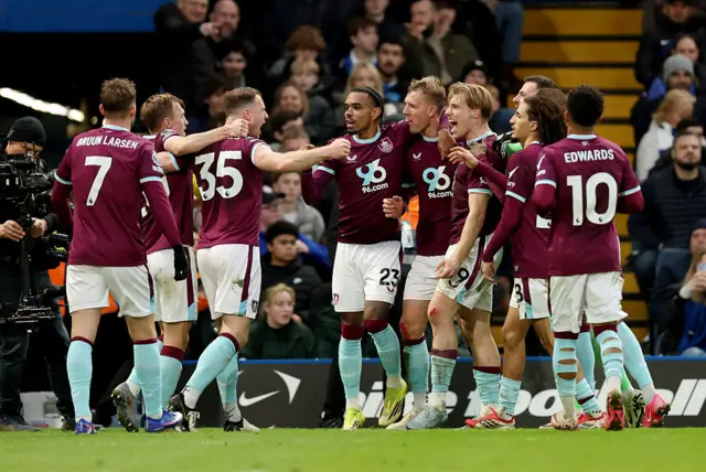 : Zian Flemming of Burnley celebrates scoring his team's first goal w