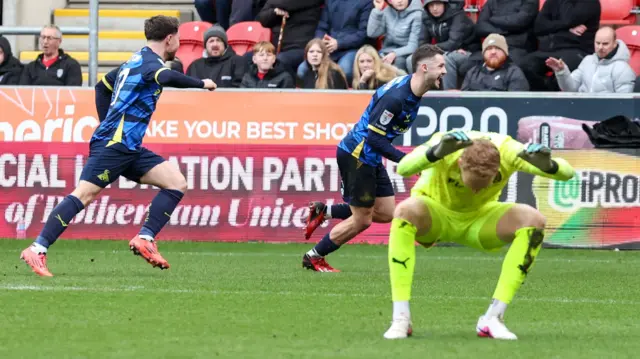 Doncaster Rovers' Luke Molyneux celebrates scoring his side's second goal