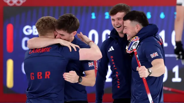 Team GB celebrate their semi-final victory