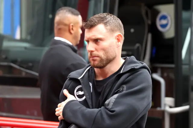 Brighton and Hove Albion's James Milner arrives ahead of the Premier League match at the Gtech Community Stadium, London.