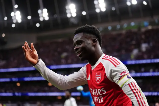 Arsenal's Bukayo Saka during the Premier League match