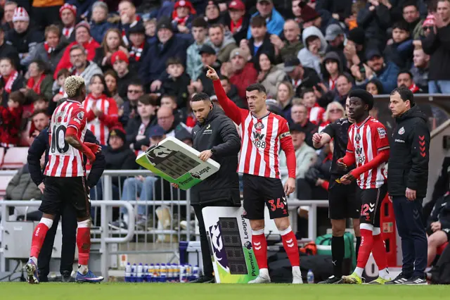 Granit Xhaka of Sunderland gestures as he prepares to take to the field