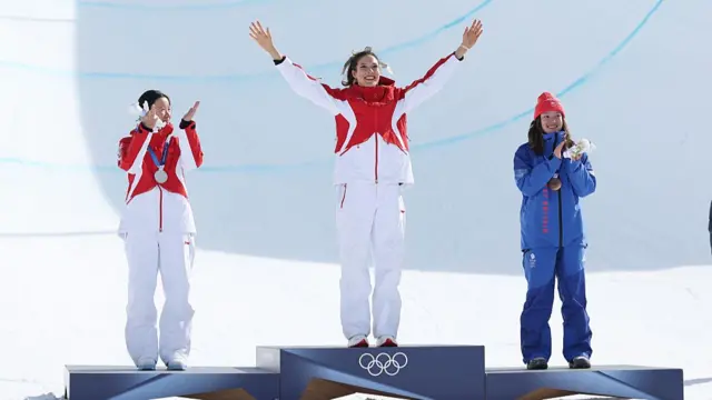 Women's halfpipe podium