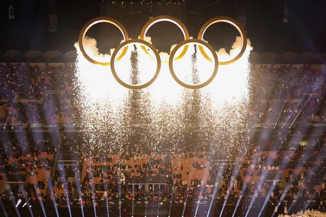 The rings come together to form the Olympic logo