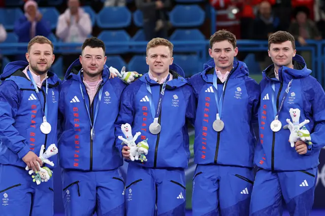 Bruce Mouat, Hammy McMillan, Grant Hardie, Bobby Lammie and Kyle Waddell of Team Great Britain