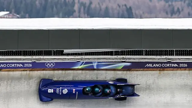 Team GB bobsleigh in action