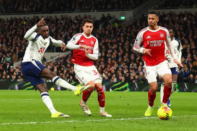 Randal Kolo Muani of Tottenham Hotspur scores a goal that is later ruled out