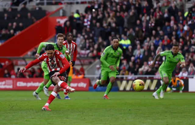 Sunderland's Enzo Le Fee scores their first goal from the penalty spot
