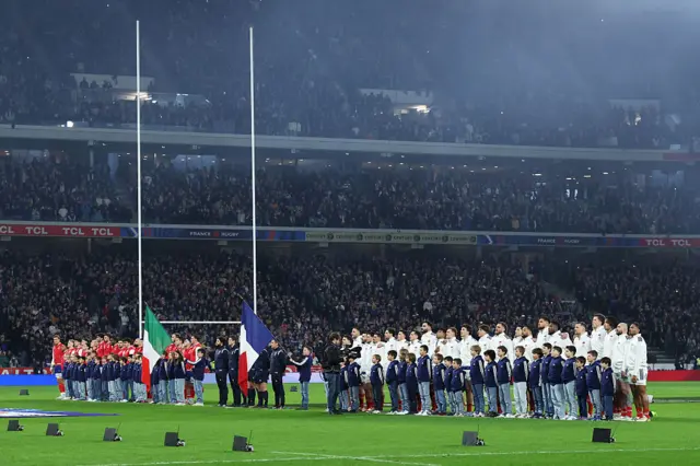 Teams line-up for anthems