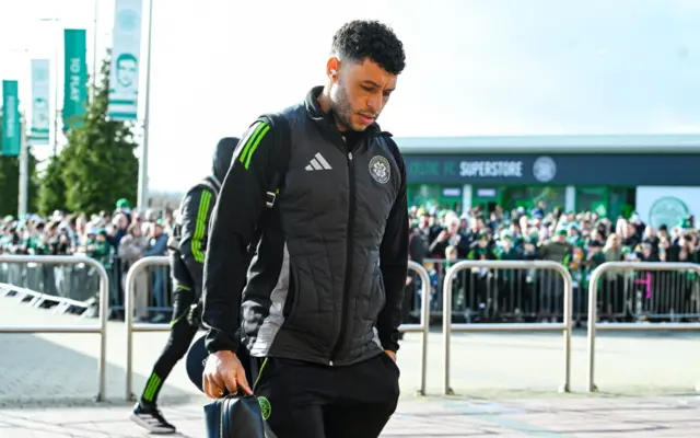 Alex Oxlade-Chamberlain arriving at Celtic Park