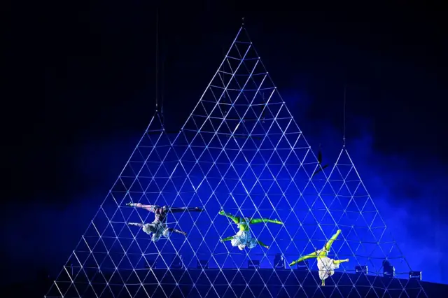 Gymnasts perform during the closing ceremony