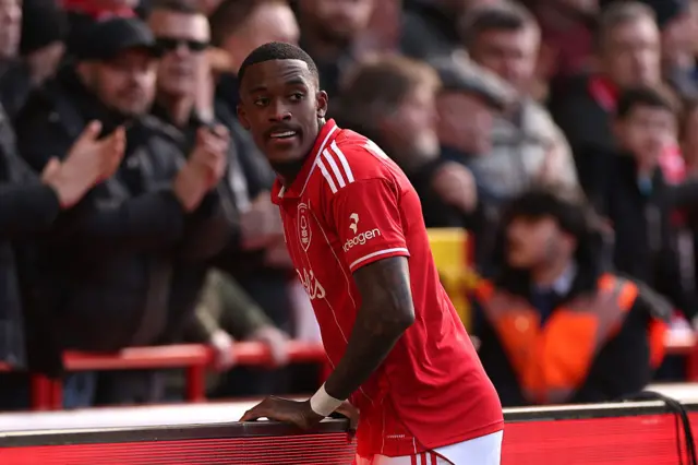 Callum Hudson-Odoi of Nottingham Forest reacts