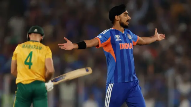 Arshdeep Singh celebrates the wicket of Aiden Markram