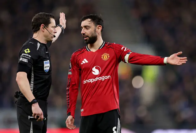 Fernandes moans to the referee