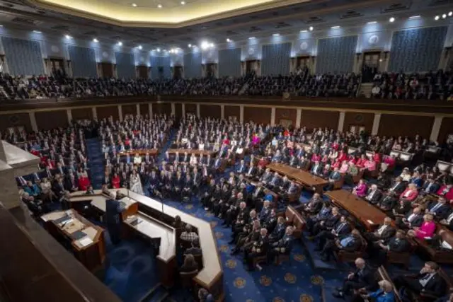 Inside the US House of Representatives as Donald Trump delivers a speech to a joint session of Congress
