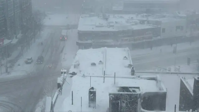 Streets in New York appear almost empty while a travel ban is in place