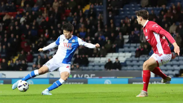 Yuki Ohashi scores for Blackburn against Bristol City