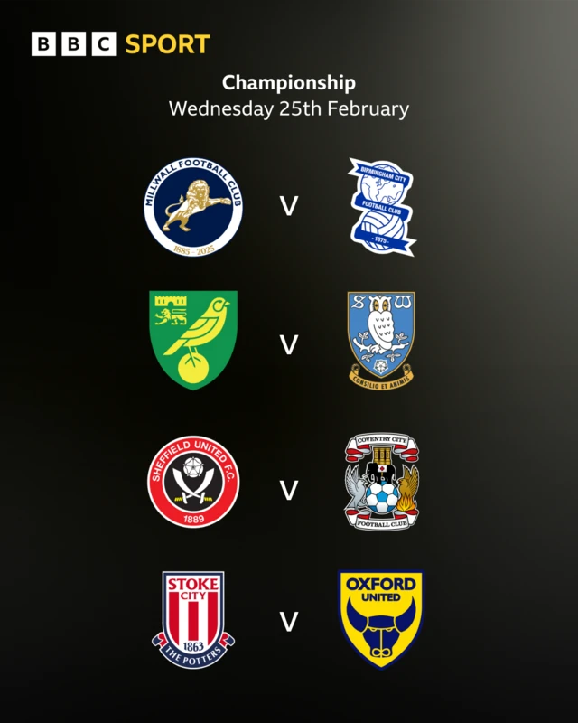 The fixtures shown using the respective clubs' badges