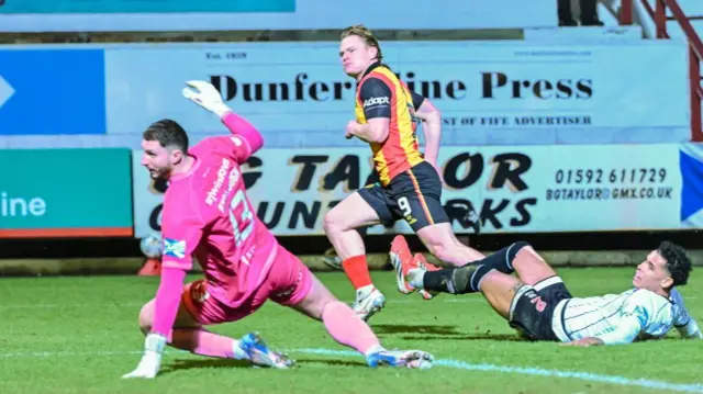 Alex Samuel scores for Partick Thistle against Dunfermline Athletic