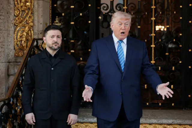 Zelensky and Trump at a meeting in Mar-a-Lago in December