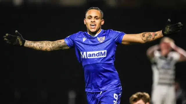 Josh Fowler celebrates after scoring for St Johnstone against Queen's Park