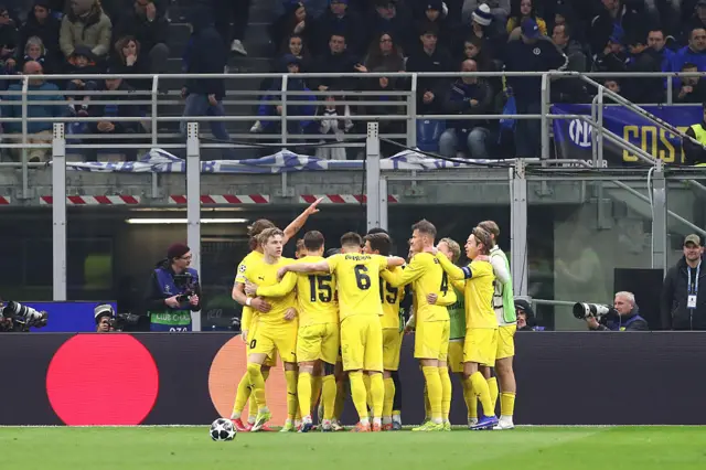 Haakon Evjen of Bodo/Glimt (obscured) celebrates scoring his team's second goal