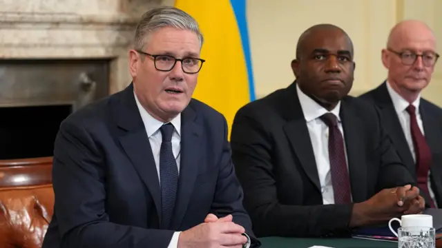 Keir Starmer pictured speaking at Cabinet. David Lammy and Pat McFadden are in the background