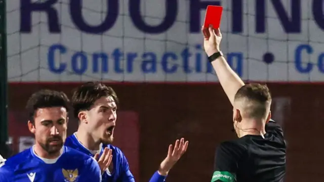 St Johnstone's Morgan Boyes is sent off