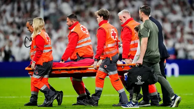 Raul Ascencio is stretchered off