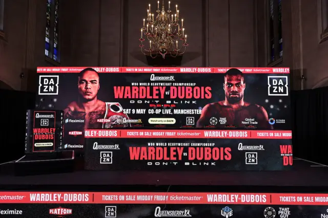 A big screen showing images of Fabio Wardley and Daniel Dubois