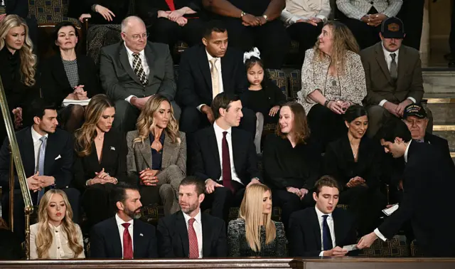 Donald Trump's five children sit awaiting his arrival to deliver his State of the Union speech