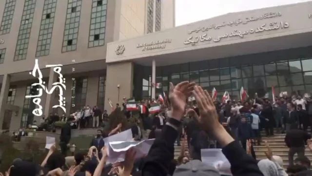 Protesters at a university