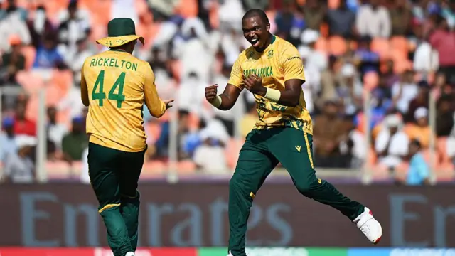 Lungi Ngidi of South Africa celebrates