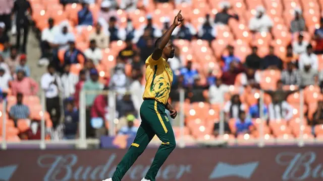 Kagiso Rabada of South Africa celebrates