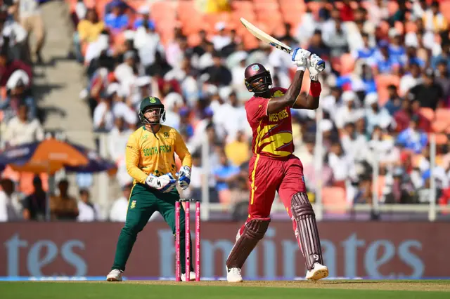 Jason Holder of West Indies plays a shot