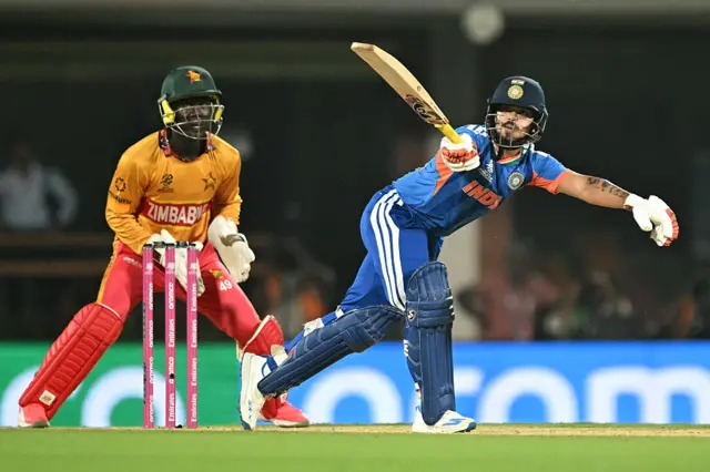 Ishan Kishan plays a shot