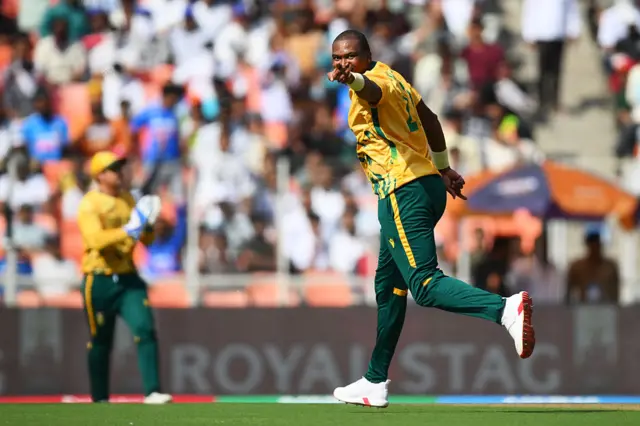 Lungi Ngidi of South Africa celebrates