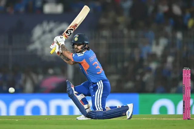 Ishan Kishan plays a shot