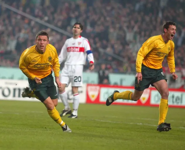 Alan Thompson and Chris Sutton were the Celtic scorers on their only previous visit to Stuttgart
