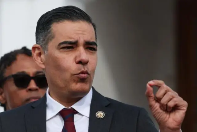 Close up of Rep Robert Garcia gesturing
