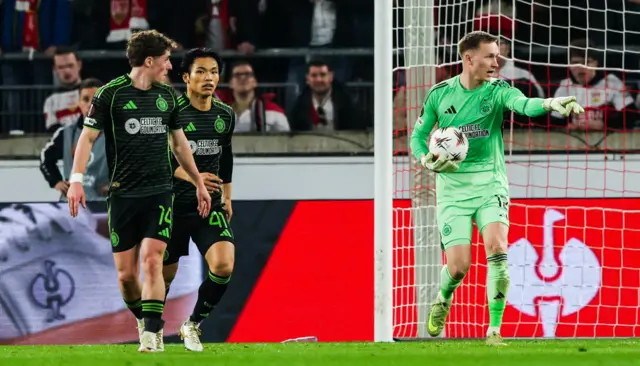 Celtic goalkeeper Viljami Sinisalo has been kept busy