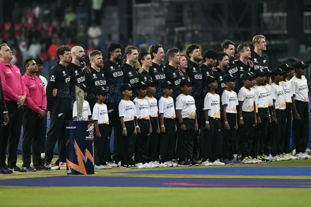 New Zealand team during the national anthems