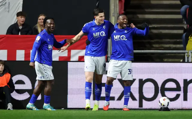 Luca Kjerrumgaard of Watford celebrates scoring a goal