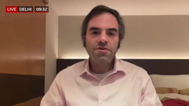 Michael Kugelman speaking at the camera