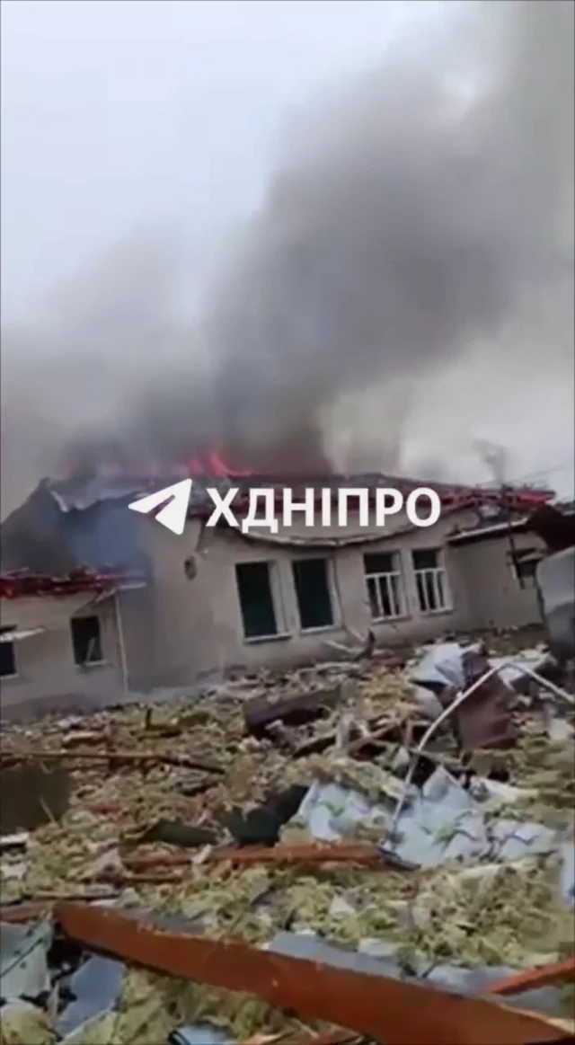 Aftermath of the strike at the Pokrovske school in Dnipropetrovsk region of Ukraine